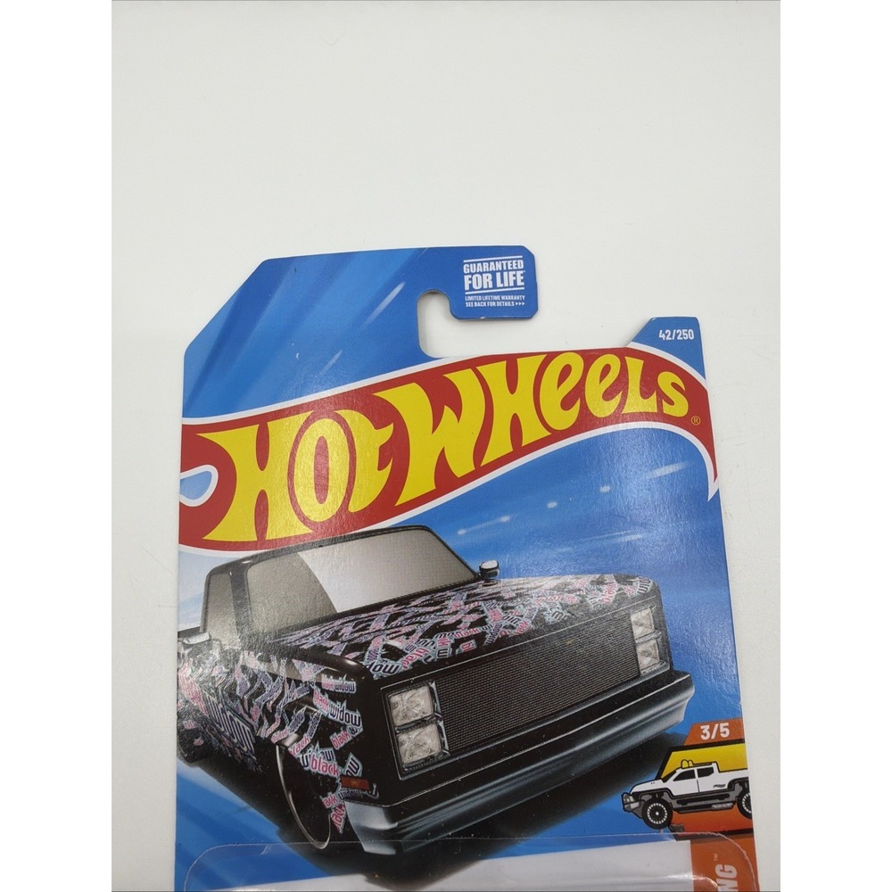 Hot Wheels '83 Chevy Silverado Black Widow 1:64 Diecast Truck Black Pink Blue - Picture 4 of 6